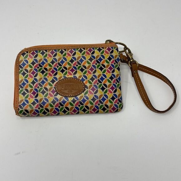Fossil Coated Canvas & Leather Wristlet Wallet - Picture 2 of 7